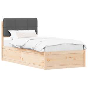 vidaXL Voodiraam Pehme Peatoega peaga Tumehall 100 x 200 cm Tahke m&auml;nd