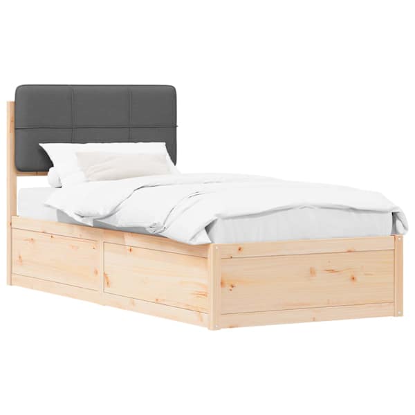 vidaXL Voodiraam Pehme Peatoega peaga Tumehall 100 x 200 cm Tahke m&auml;nd