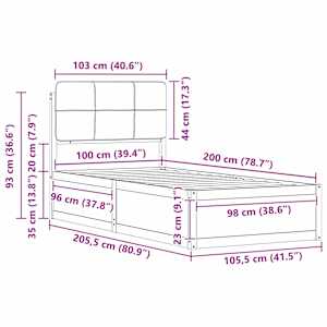 Rám postele s čalouněným čelem s čelo Tmavě šedá 100 x 200 cm - obrázek 11