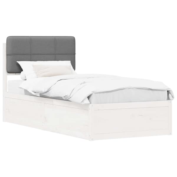 vidaXL Voodiraam Pehme Peatoega peaga Helehall 100 x 200 cm Tahke m&auml;nd