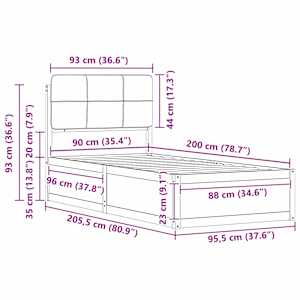 Rám postele s čalouněným čelem s čelo Světle šedá 90 x 200 cm - obrázek 11