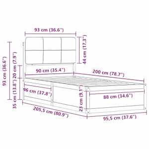 Rám postele s čalouněným čelem s čelo Taupe 90 x 200 cm - obrázek 11