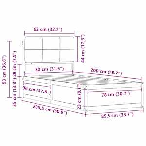 Rám postele s čalouněným čelem s čelo Tmavě šedá 80 x 200 cm - obrázek 11