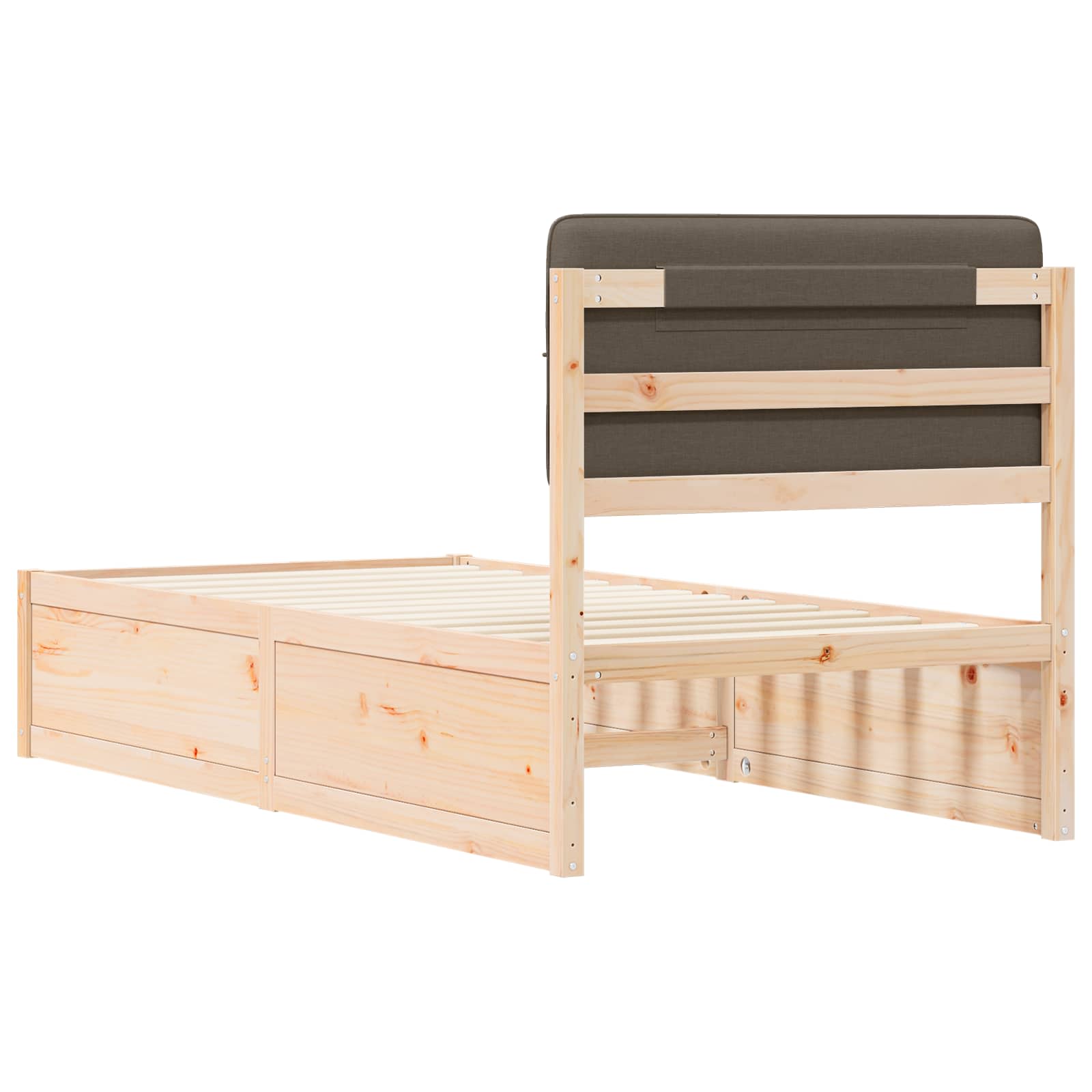 Voodiraam Pehme Peatoega Pruunikashall 75 x 190 cm Tahke mänd 7 Kõik vajalik sinu aeda ja koju! Voodiraam Pehme Peatoega Pruunikashall 75 x 190 cm Tahke mänd - Image 7