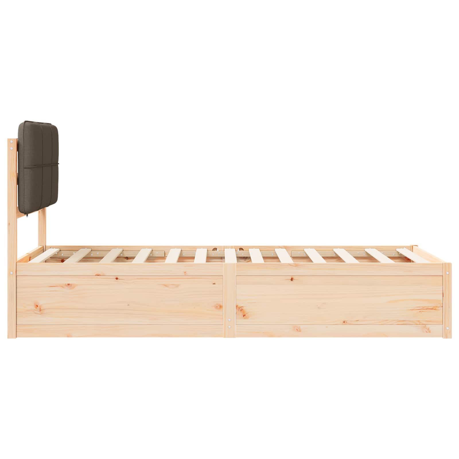 Voodiraam Pehme Peatoega Pruunikashall 75 x 190 cm Tahke mänd 6 Kõik vajalik sinu aeda ja koju! Voodiraam Pehme Peatoega Pruunikashall 75 x 190 cm Tahke mänd - Image 6