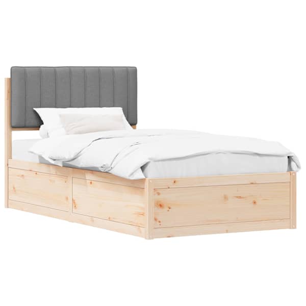 vidaXL Voodiraam Pehme Peatoega peaga Helehall 100 x 200 cm Tahke m&auml;nd