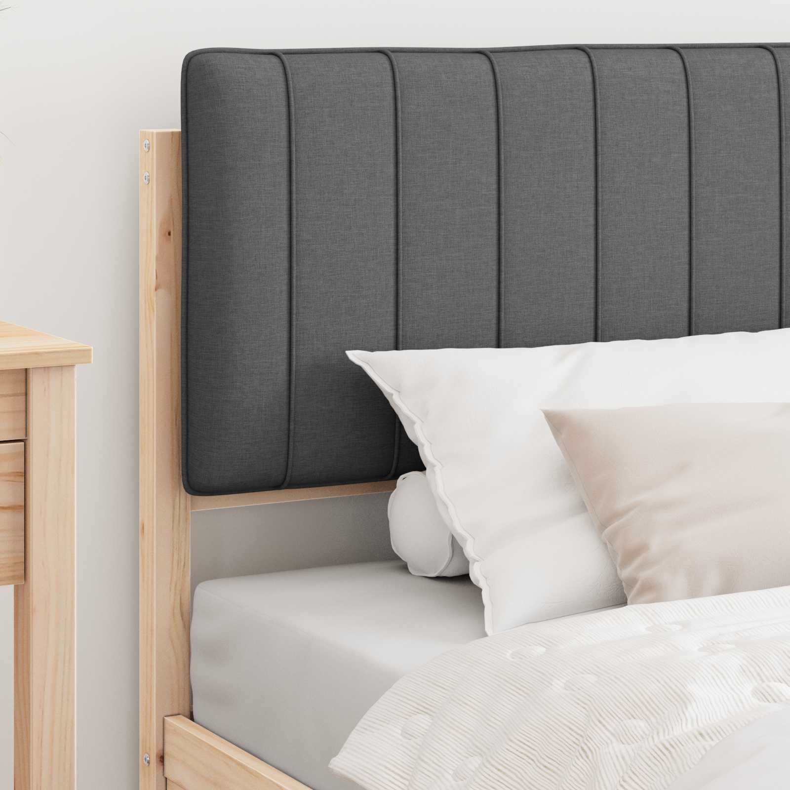 Thumbnail - vidaXL Bettgestell mit gepolstertem Kopfteil Dunkelgrau 100 x 200 cm