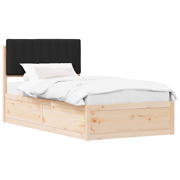 vidaXL Voodiraam Pehme Peatoega peaga Must 100 x 200 cm Tahke m&auml;nd