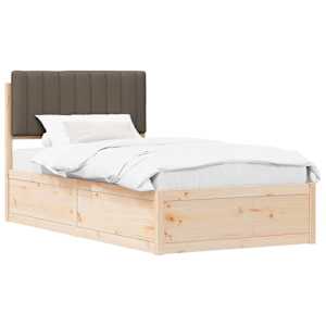 vidaXL Voodiraam Pehme Peatoega Pruunikashall 100 x 200 cm Tahke m&auml;nd