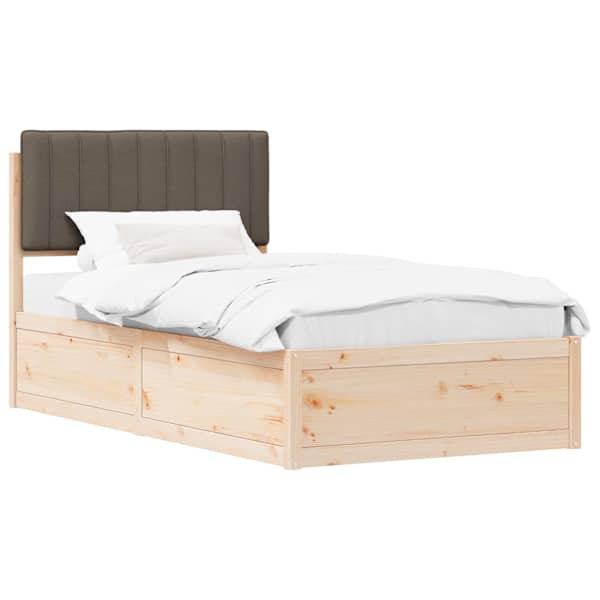 vidaXL Voodiraam Pehme Peatoega Pruunikashall 100 x 200 cm Tahke m&auml;nd