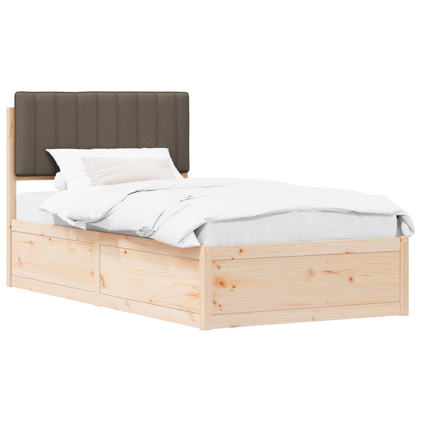vidaXL Bedframe met Gevoerd Hoofdgedeelte Taupe 100 x 200 cm, foto 3