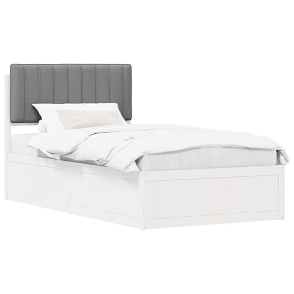 vidaXL Voodiraam Pehme Peatoega peaga Helehall 100 x 200 cm Tahke m&auml;nd