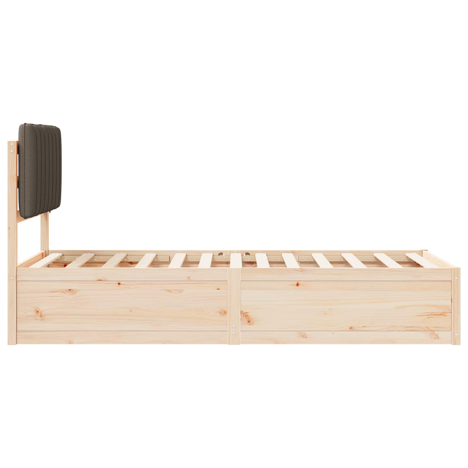 Voodiraam Pehme Peatoega Pruunikashall 90 x 200 cm Tahke mänd 6 Kõik vajalik sinu aeda ja koju! Voodiraam Pehme Peatoega Pruunikashall 90 x 200 cm Tahke mänd - Image 6