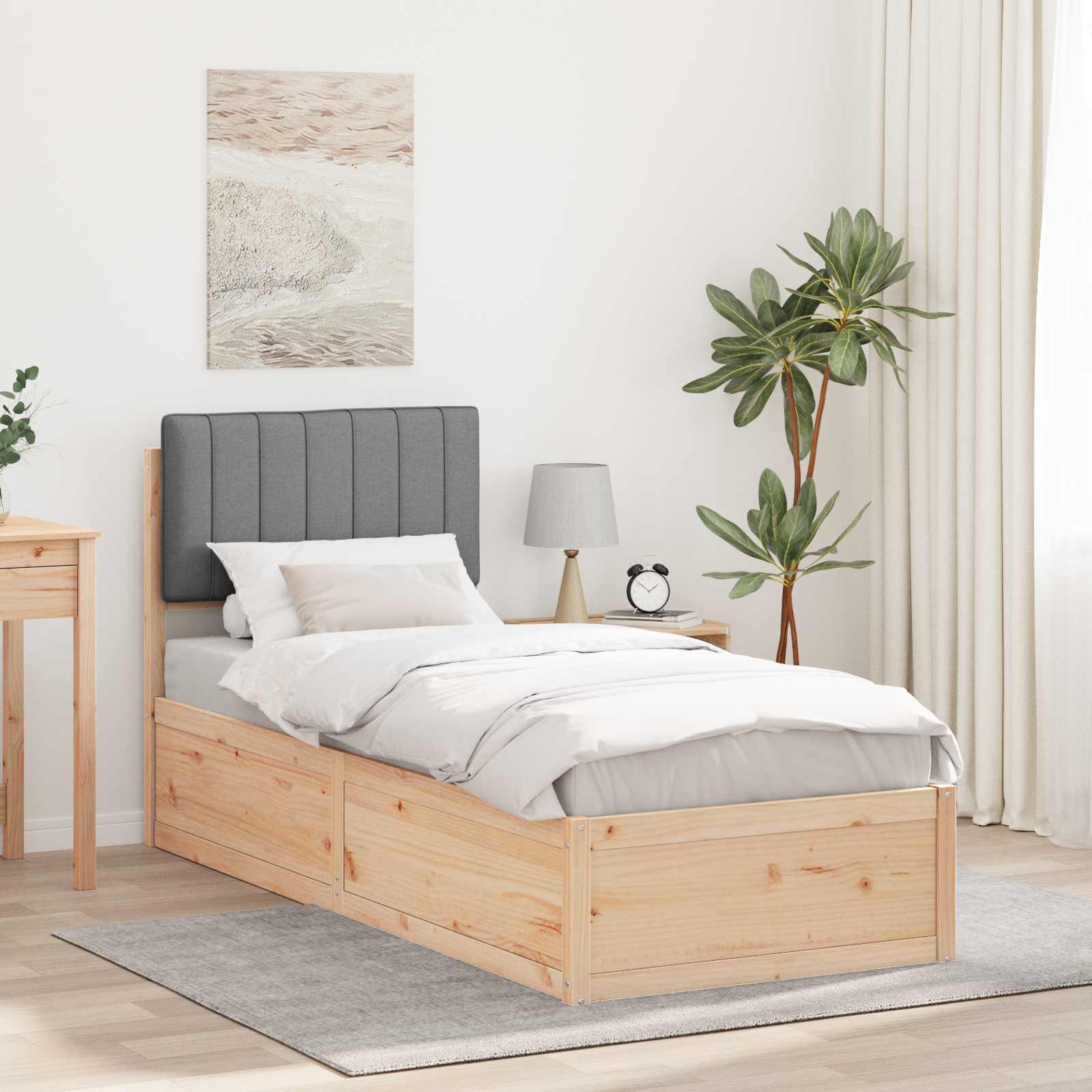 vidaXL Cadru de pat cu tăblie tapițată Gri deschis 80 x 200 cm