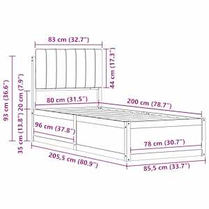 Rám postele s čalouněným čelem s čelo Tmavě šedá 80 x 200 cm - obrázek 11