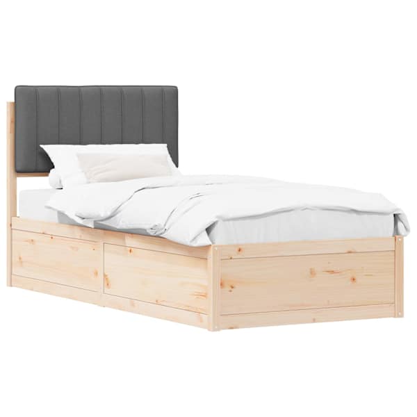 vidaXL Voodiraam Pehme Peatoega peaga Tumehall 90 x 190 cm Tahke m&auml;nd