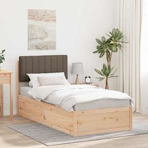Rám postele s čalouněným čelem s čelo Taupe 90 x 190 cm - obrázek 1