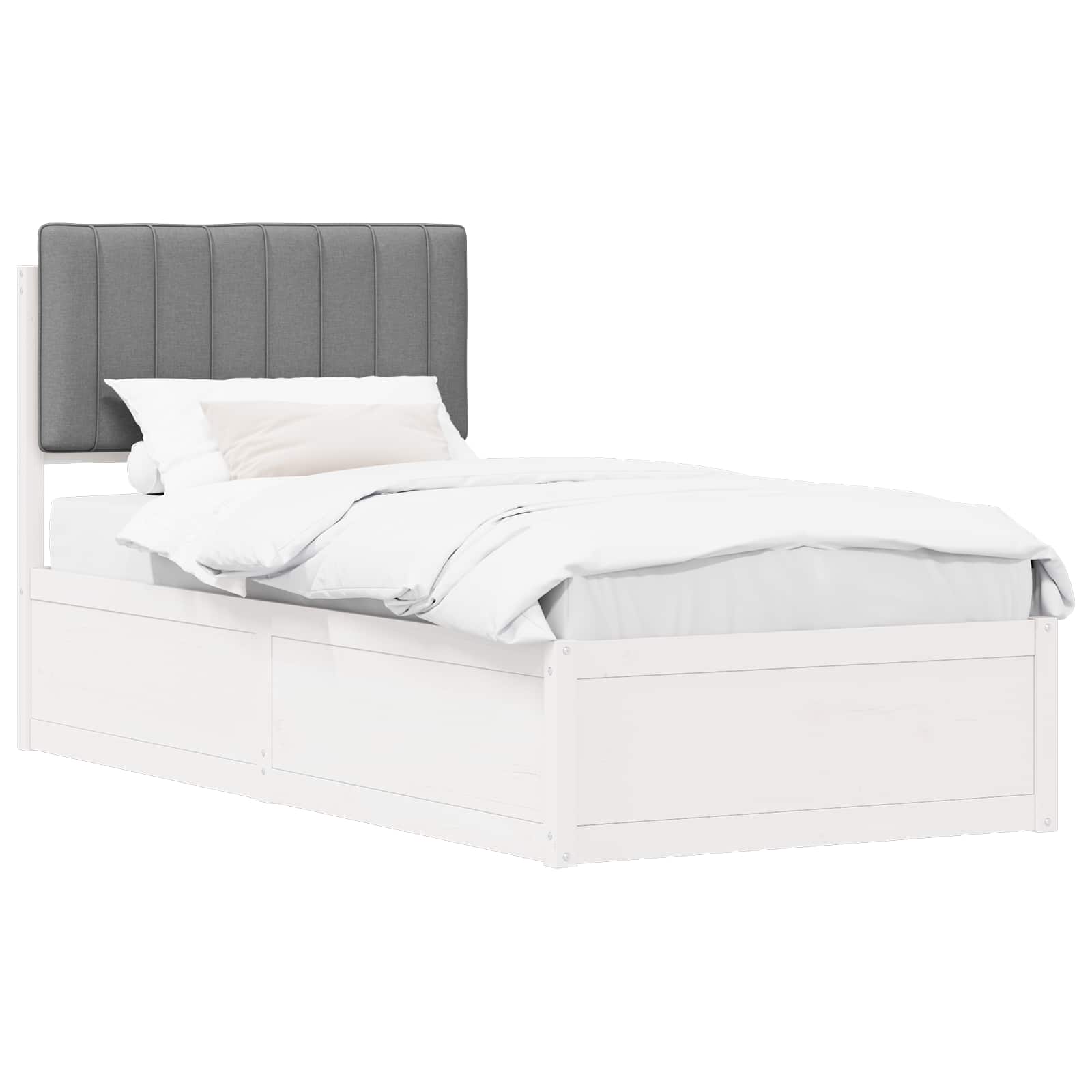 vidaXL Bedframe met Gevoerd Hoofdgedeelte Lichtgrijs 90 x 190 cm, foto 3