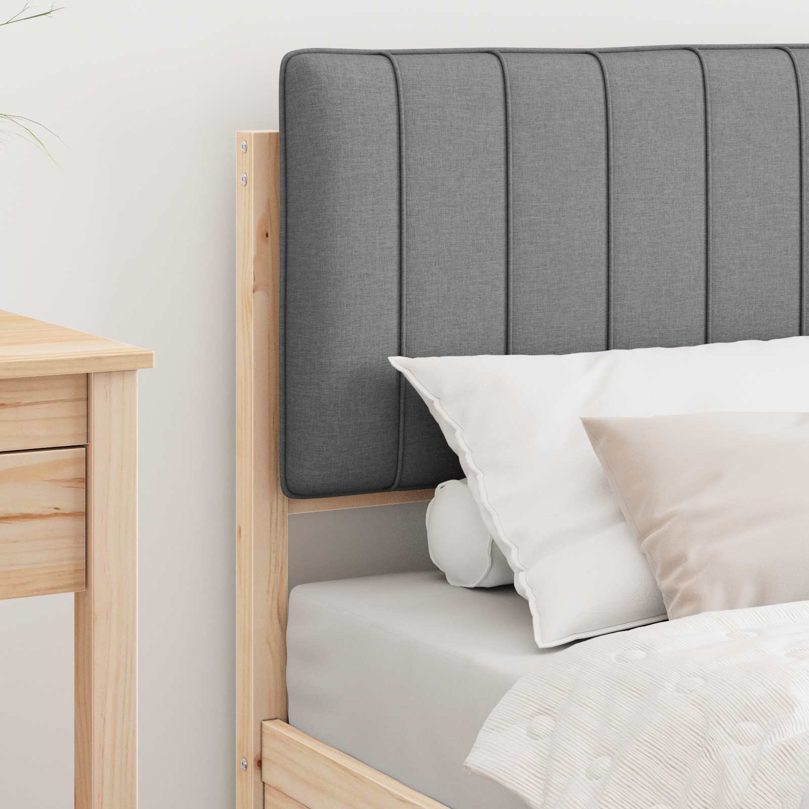 Thumbnail - vidaXL Bettgestell mit gepolstertem Kopfteil Hellgrau 75 x 190 cm