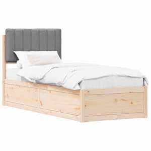 Rám postele s čalouněným čelem s čelo Světle šedá 75 x 190 cm - obrázek 2