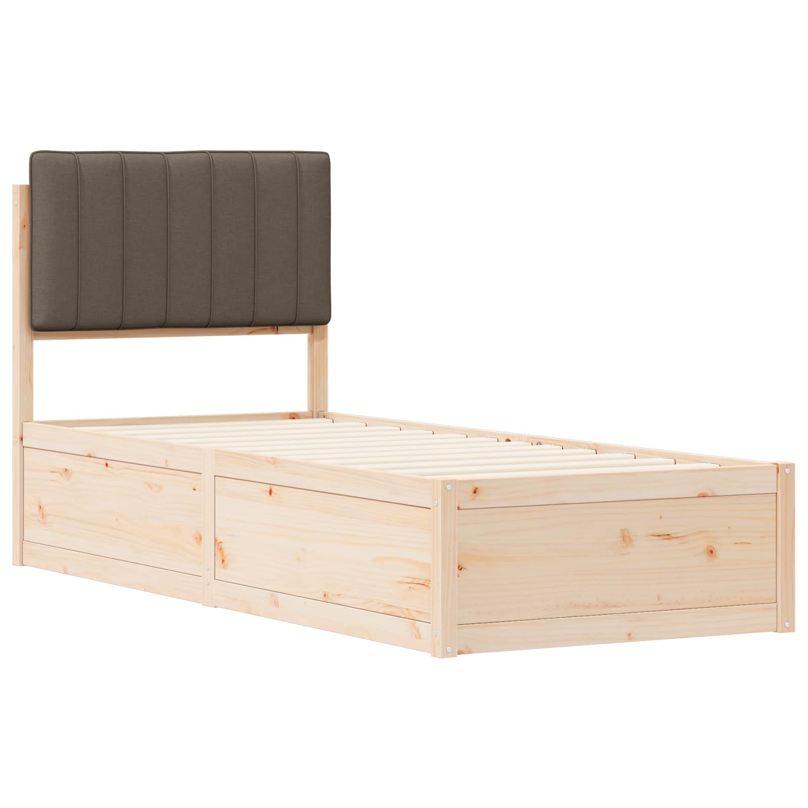 Voodiraam Pehme Peatoega Pruunikashall 75 x 190 cm Tahke mänd 4 Kõik vajalik sinu aeda ja koju! Voodiraam Pehme Peatoega Pruunikashall 75 x 190 cm Tahke mänd - Image 4