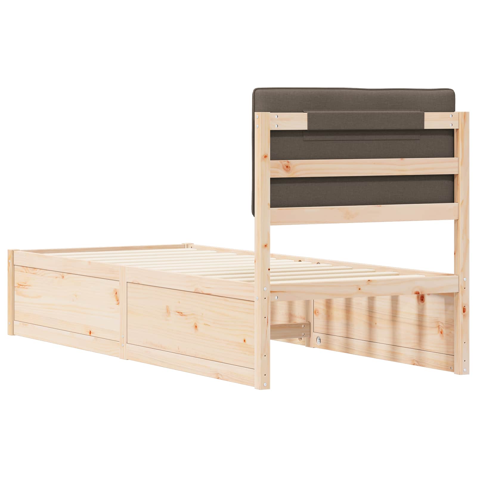 Voodiraam Pehme Peatoega Pruunikashall 75 x 190 cm Tahke mänd 7 Kõik vajalik sinu aeda ja koju! Voodiraam Pehme Peatoega Pruunikashall 75 x 190 cm Tahke mänd - Image 7