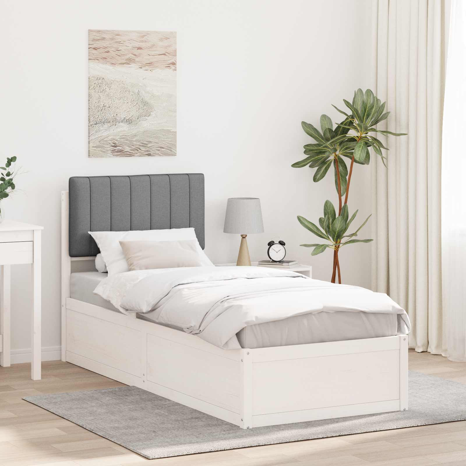 vidaXL Cadru de pat cu tăblie tapițată Gri deschis 75 x 190 cm