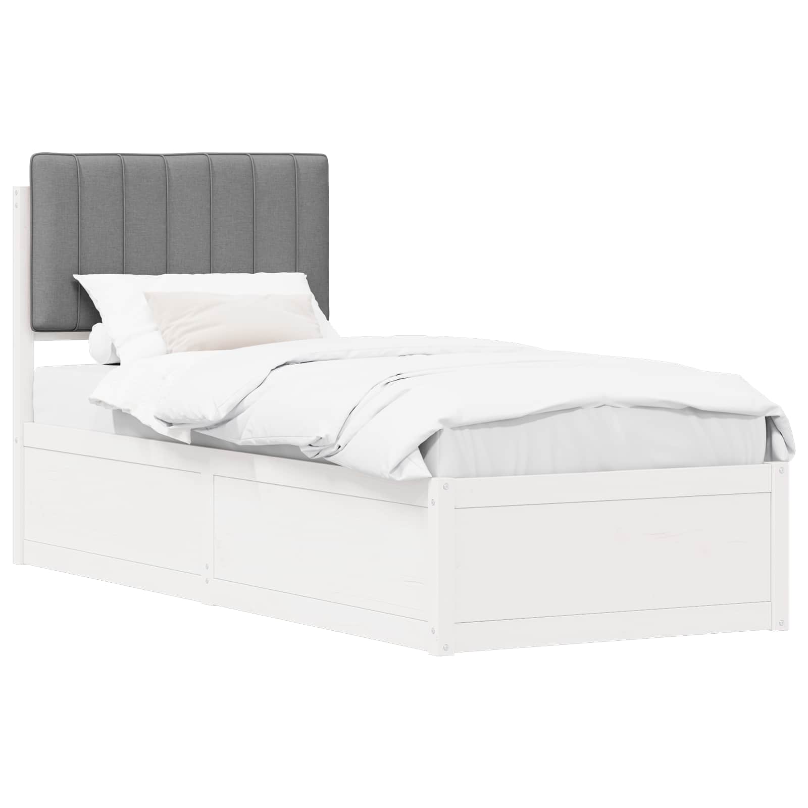 vidaXL Bedframe met Gevoerd Hoofdgedeelte Lichtgrijs 75 x 190 cm, foto 3