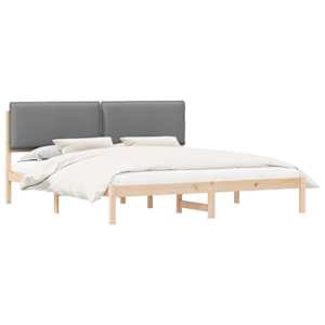 vidaXL Voodiraam Pehme Peatoega Helehall 180 x 200 cm Tahke m&auml;nd