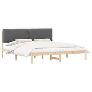 vidaXL Voodiraam Pehme Peatoega Tumehall 180 x 200 cm Tahke m&auml;nd
