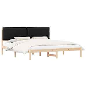 vidaXL Voodiraam Pehme Peatoega Must 180 x 200 cm Tahke m&auml;nd