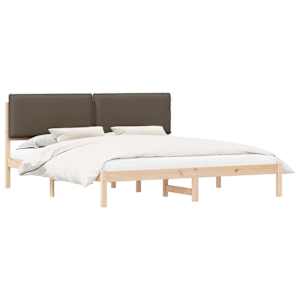 vidaXL Voodiraam Pehme Peatoega Pruunikashall 180 x 200 cm Tahke m&auml;nd
