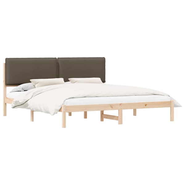 vidaXL Voodiraam Pehme Peatoega Pruunikashall 180 x 200 cm Tahke m&auml;nd