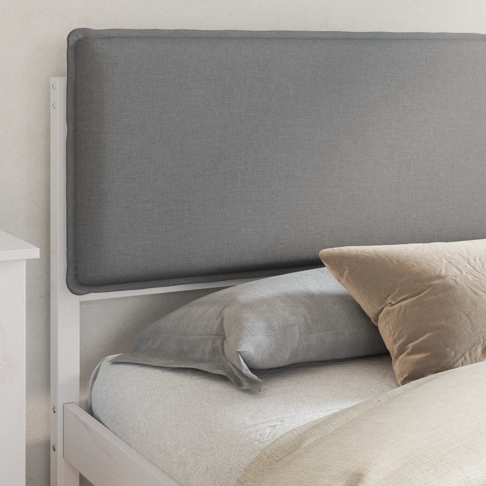 Thumbnail - vidaXL Bettgestell mit gepolstertem Kopfteil Hellgrau 180 x 200 cm