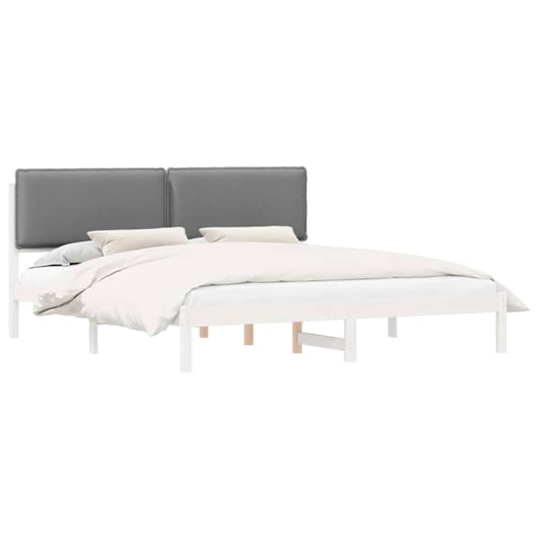 vidaXL Voodiraam Pehme Peatoega Helehall 180 x 200 cm Tahke m&auml;nd