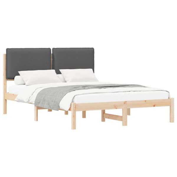 vidaXL Voodiraam Pehme Peatoega Tumehall 160 x 200 cm Tahke m&auml;nd