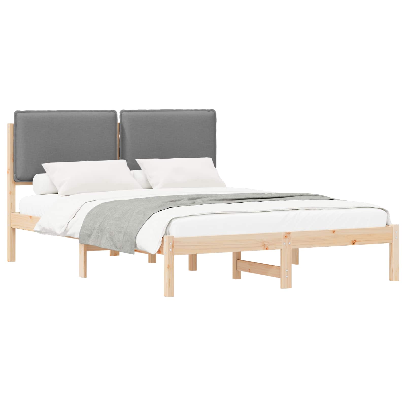 vidaXL Bedframe met Gevoerd Hoofdgedeelte Lichtgrijs 140 x 200 cm, foto 3