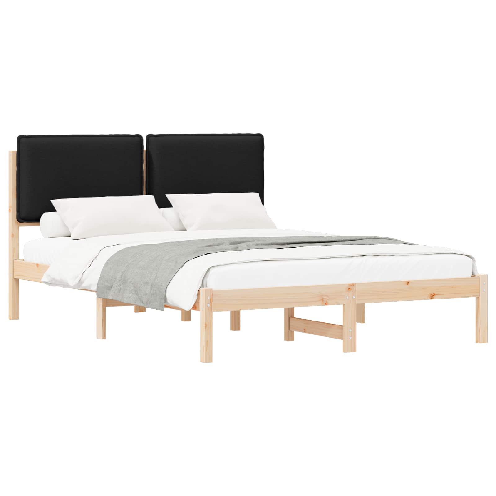 vidaXL Bedframe met Gevoerd Hoofdgedeelte Zwart 120 x 200 cm, foto 3
