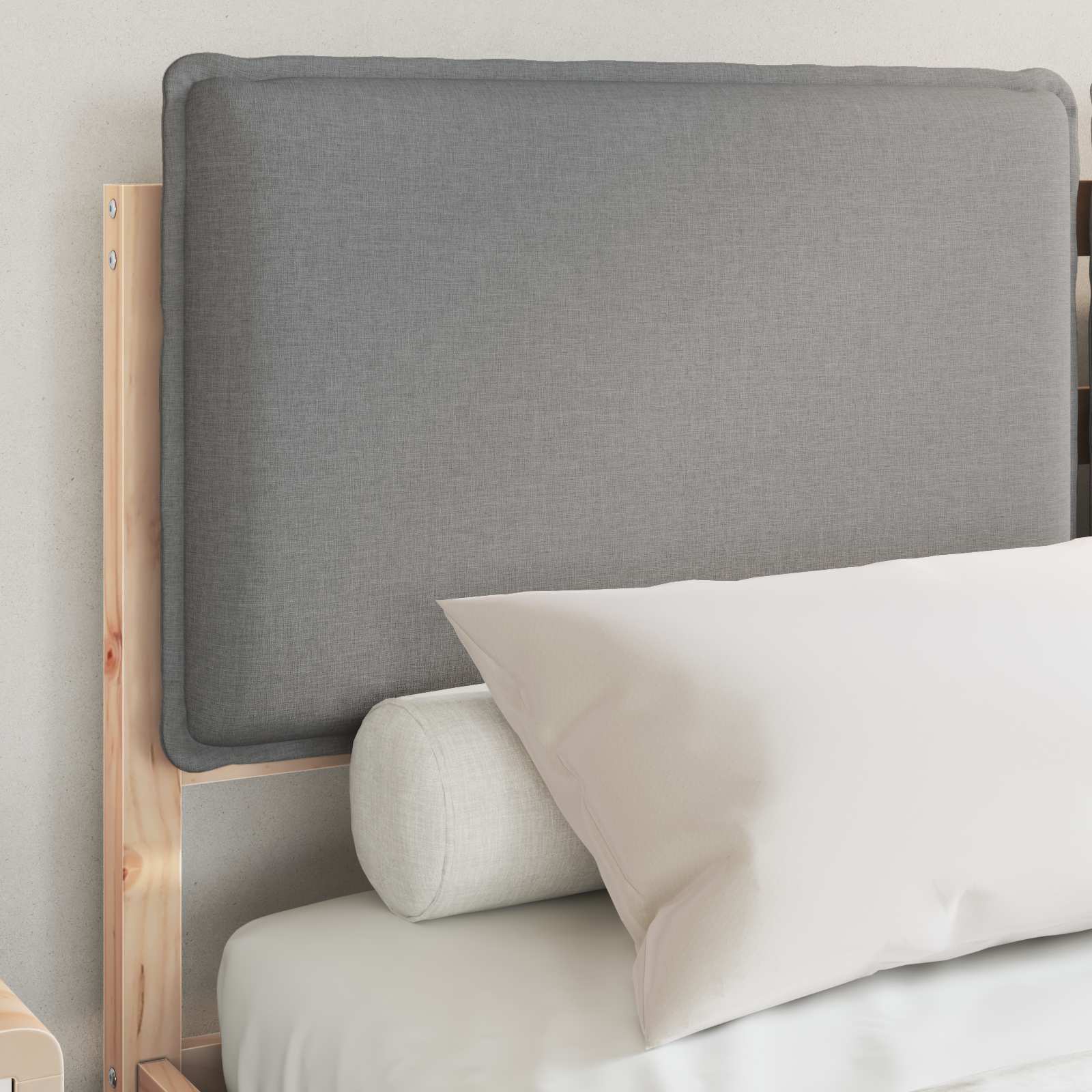 Thumbnail - vidaXL Bettgestell mit gepolstertem Kopfteil Hellgrau 135 x 190 cm