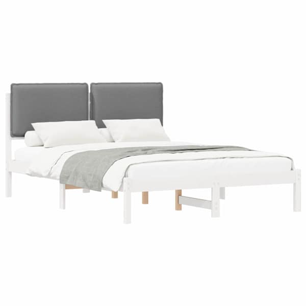 vidaXL Voodiraam Pehme Peatoega Helehall 135 x 190 cm Tahke m&auml;nd