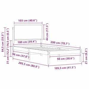 Rám postele s čalouněným čelem s čelo Světle šedá 100 x 200 cm - obrázek 11