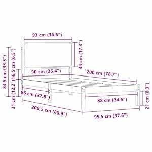Rám postele s čalouněným čelem s čelo Světle šedá 90 x 200 cm - obrázek 11