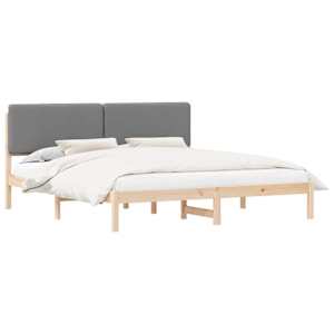 vidaXL Voodiraam Pehme Peatoega peaga Helehall 180 x 200 cm Tahke m&auml;nd