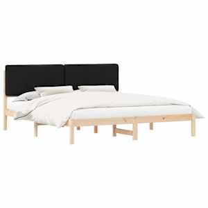 vidaXL Voodiraam Pehme Peatoega peaga Must 180 x 200 cm Tahke m&auml;nd