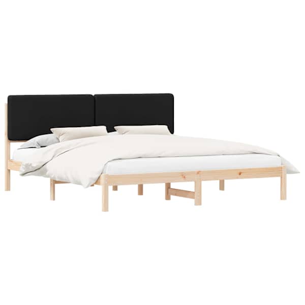 vidaXL Voodiraam Pehme Peatoega peaga Must 180 x 200 cm Tahke m&auml;nd