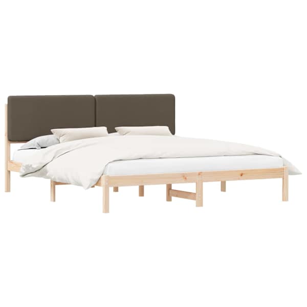 vidaXL Voodiraam Pehme Peatoega Pruunikashall 180 x 200 cm Tahke m&auml;nd