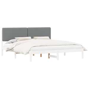 vidaXL Voodiraam Pehme Peatoega peaga Helehall 180 x 200 cm Tahke m&auml;nd