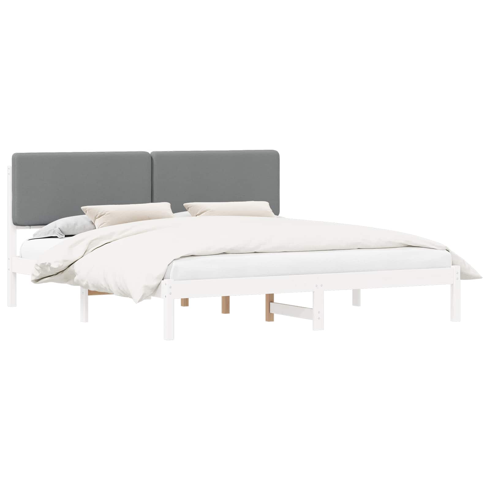 vidaXL Bedframe met Gevoerd Hoofdgedeelte Lichtgrijs 180 x 200 cm, foto 3