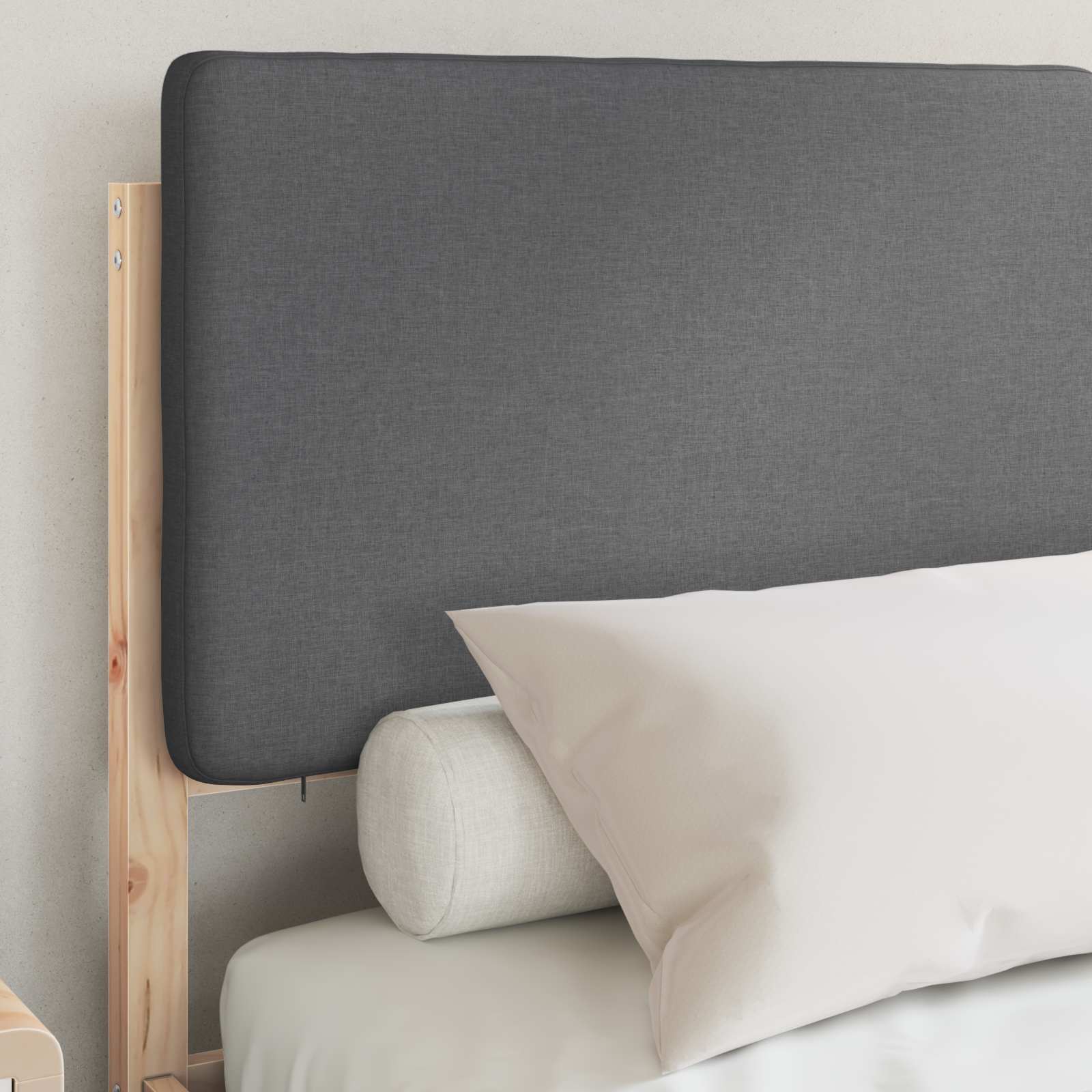 Voodiraam Pehme Peatoega peaga Tumehall 150 x 200 cm Tahke mänd - Image 3