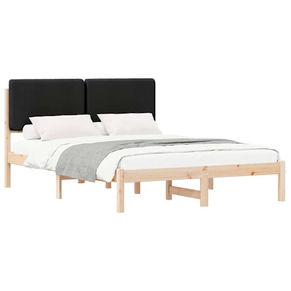 vidaXL Voodiraam Pehme Peatoega peaga Must 140 x 200 cm Tahke m&auml;nd